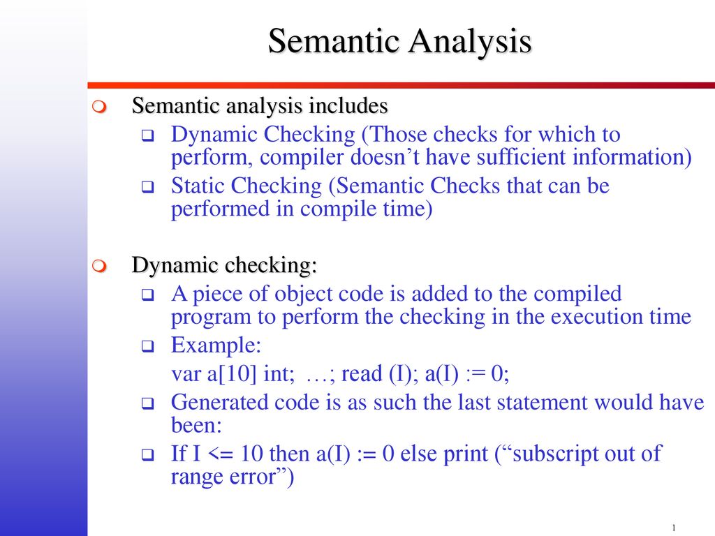 Semantic Analysis Semantic analysis includes - ppt download